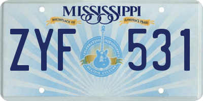 MS license plate ZYF531