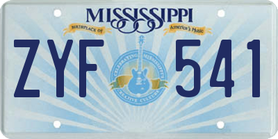 MS license plate ZYF541