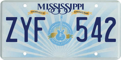 MS license plate ZYF542