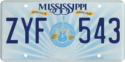 MS license plate ZYF543