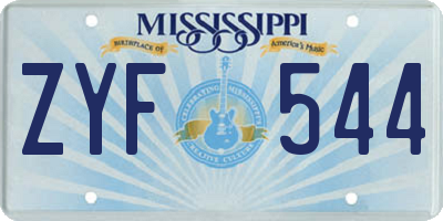 MS license plate ZYF544