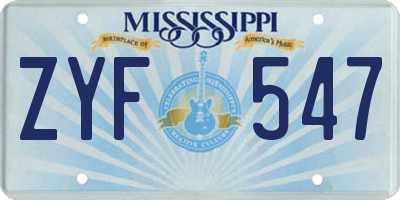 MS license plate ZYF547