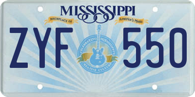 MS license plate ZYF550