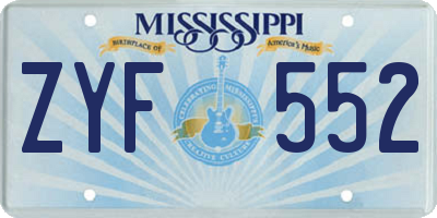 MS license plate ZYF552
