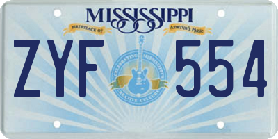 MS license plate ZYF554