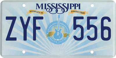 MS license plate ZYF556
