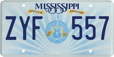 MS license plate ZYF557