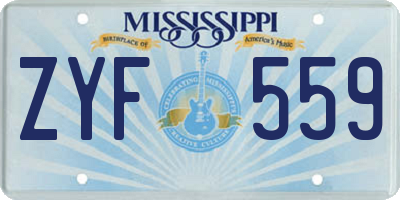 MS license plate ZYF559