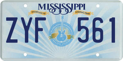 MS license plate ZYF561