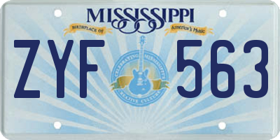 MS license plate ZYF563