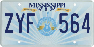 MS license plate ZYF564