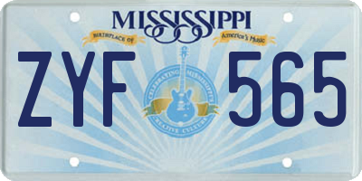 MS license plate ZYF565