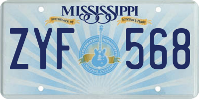 MS license plate ZYF568