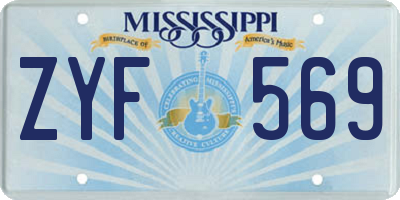 MS license plate ZYF569