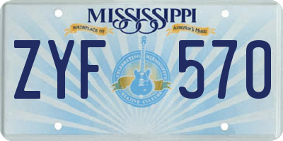 MS license plate ZYF570