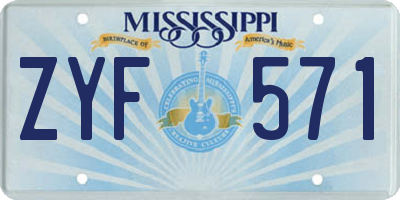 MS license plate ZYF571