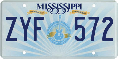 MS license plate ZYF572