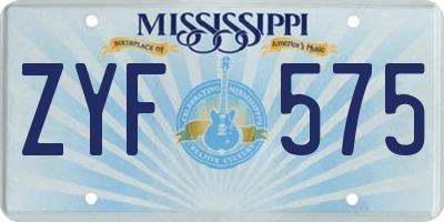 MS license plate ZYF575