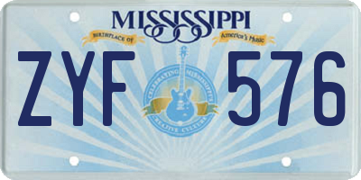 MS license plate ZYF576