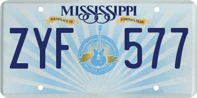 MS license plate ZYF577