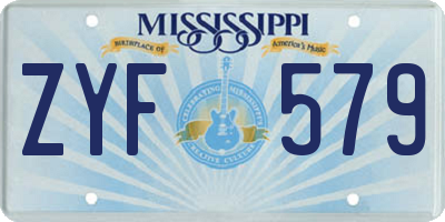 MS license plate ZYF579