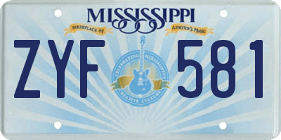 MS license plate ZYF581