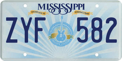 MS license plate ZYF582