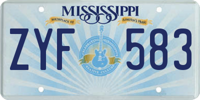 MS license plate ZYF583