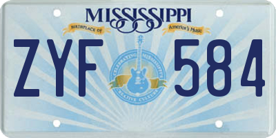 MS license plate ZYF584