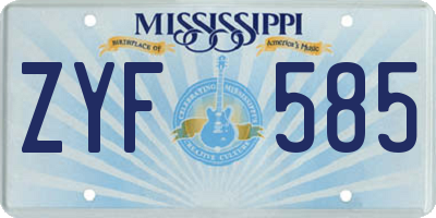 MS license plate ZYF585