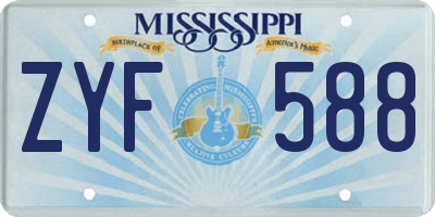 MS license plate ZYF588