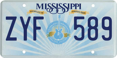 MS license plate ZYF589