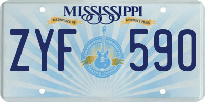 MS license plate ZYF590