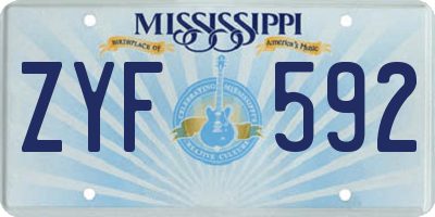 MS license plate ZYF592