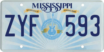 MS license plate ZYF593