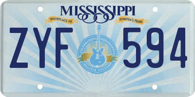 MS license plate ZYF594