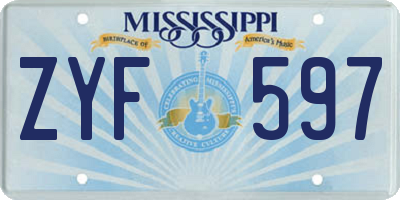MS license plate ZYF597
