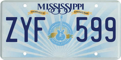 MS license plate ZYF599