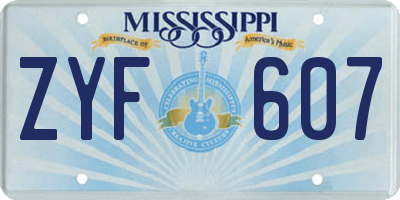 MS license plate ZYF607