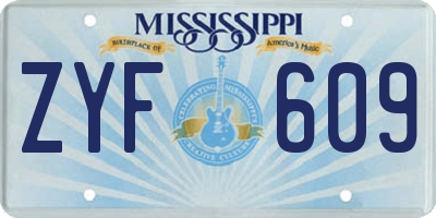MS license plate ZYF609