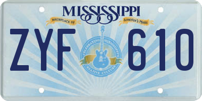 MS license plate ZYF610