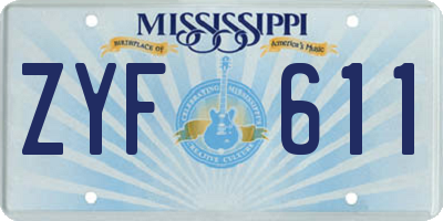 MS license plate ZYF611