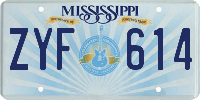MS license plate ZYF614