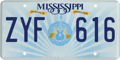 MS license plate ZYF616