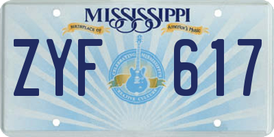 MS license plate ZYF617
