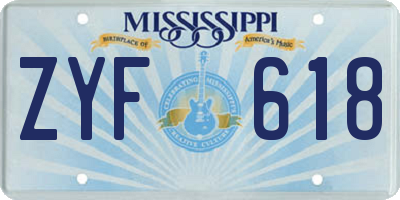 MS license plate ZYF618