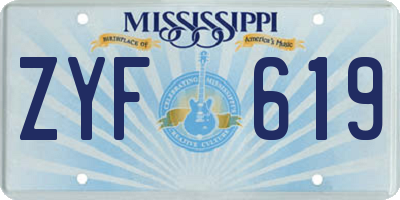 MS license plate ZYF619
