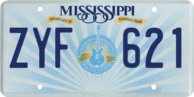 MS license plate ZYF621