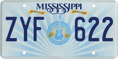 MS license plate ZYF622