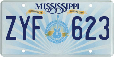 MS license plate ZYF623
